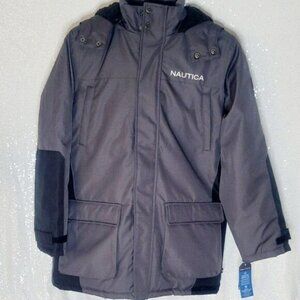 Nautica, Faux Shearling Ash Ballistic Snorkel Jacket, IRON, SZ 14/16
